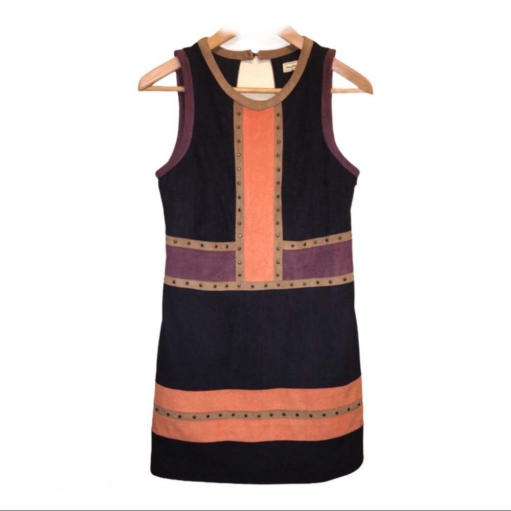 Abercrombie & Fitch Vegan Suede Color-block Dress